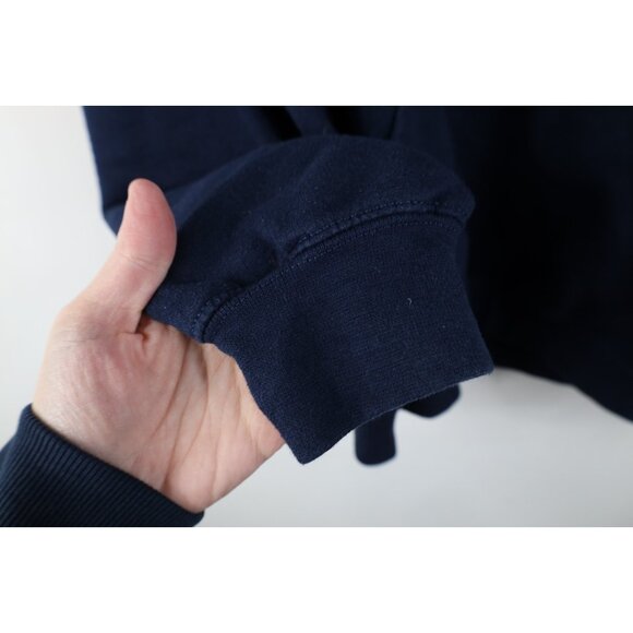 Vintage 90s Y2K Mens Large Distressed New York Yankees Baseball Hoodie Blue - Picture 9 of 14